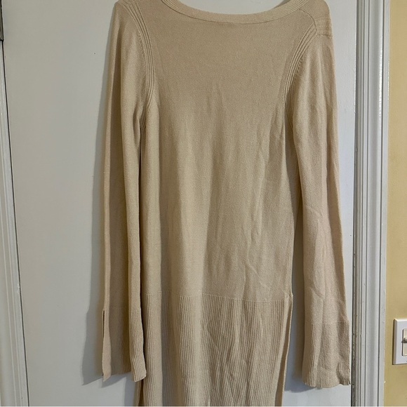 Free People Tunic Sweater criss cross  Boho Cream Hi/Low Split Hem Bell Sleeve - Picture 10 of 14